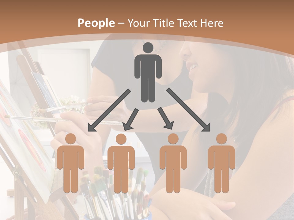 Two Women Sitting At A Table Looking At A Picture PowerPoint Template