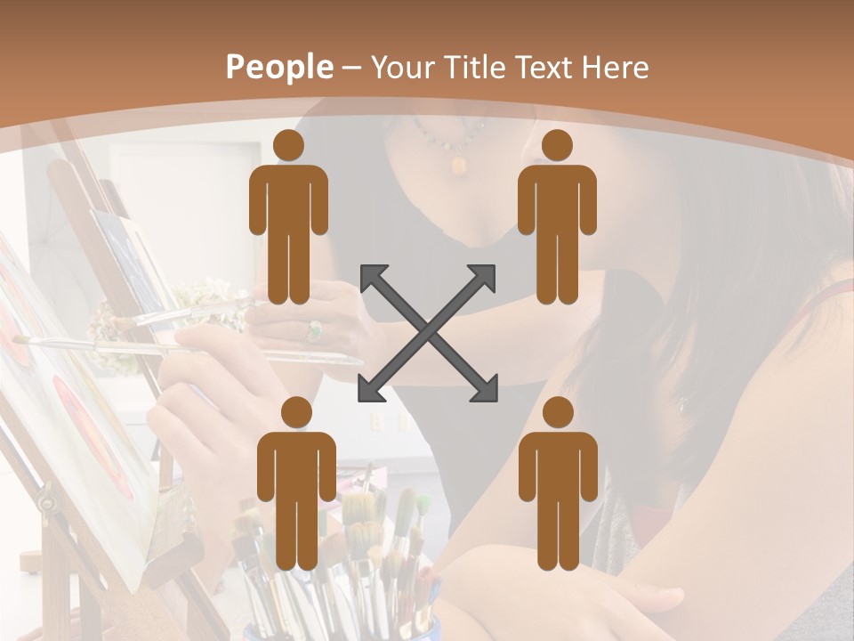 Two Women Sitting At A Table Looking At A Picture PowerPoint Template