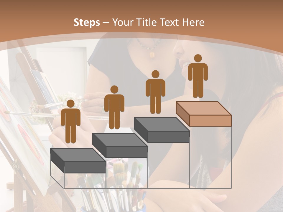 Two Women Sitting At A Table Looking At A Picture PowerPoint Template