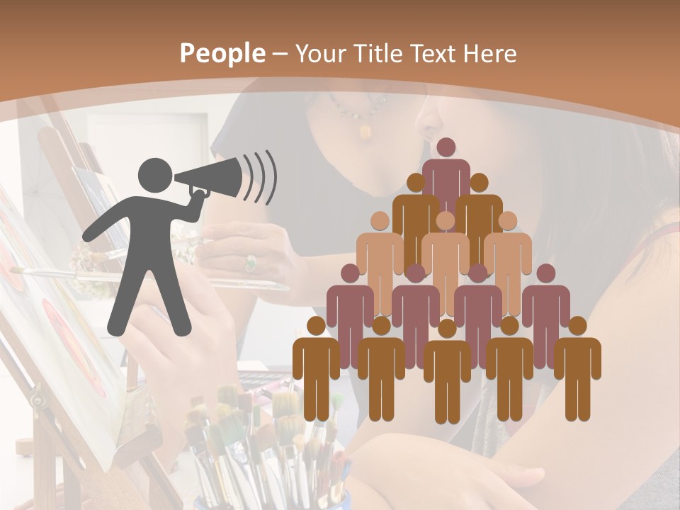 Two Women Sitting At A Table Looking At A Picture PowerPoint Template