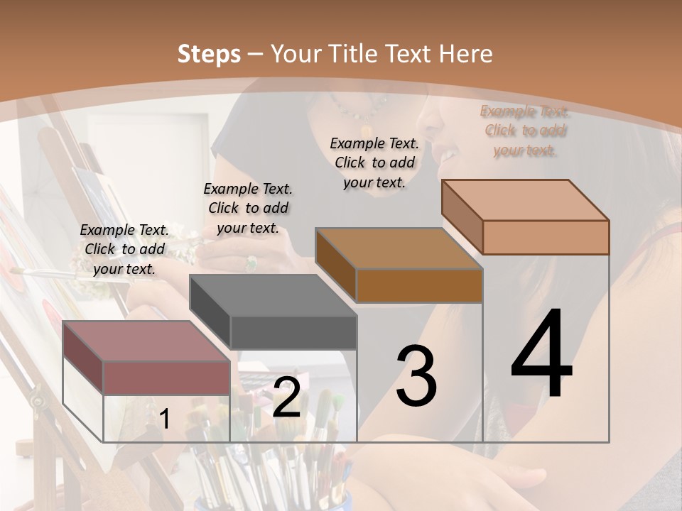 Two Women Sitting At A Table Looking At A Picture PowerPoint Template