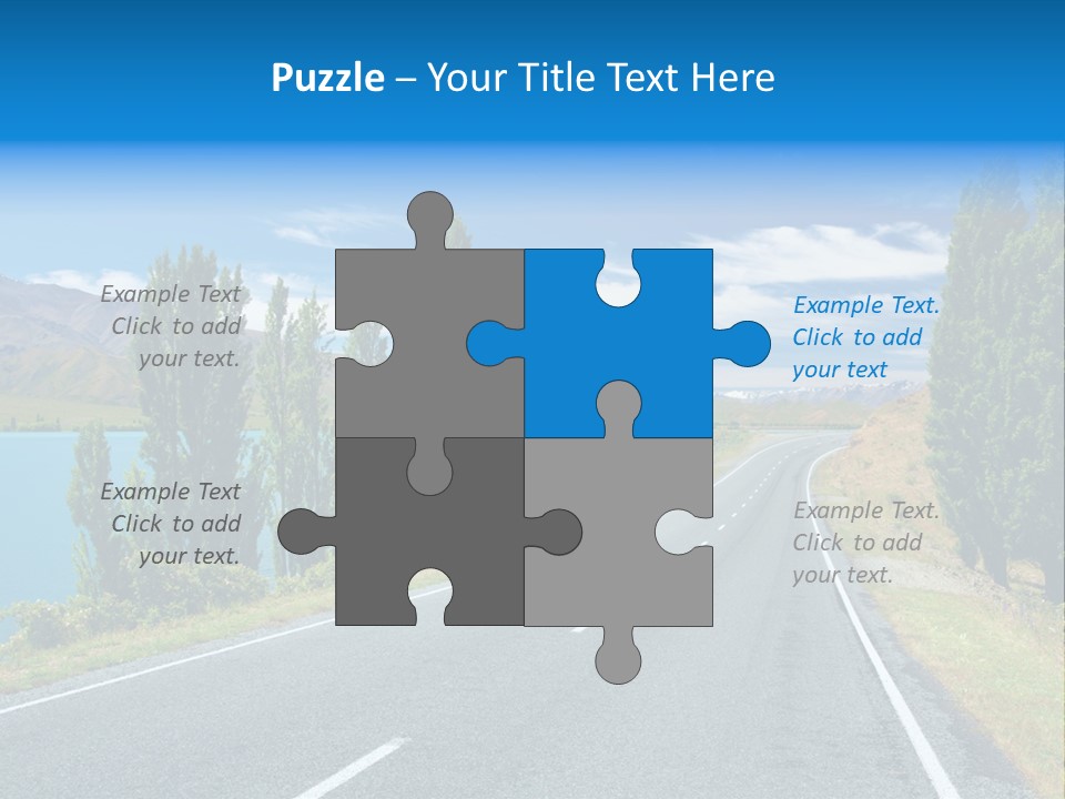 Mountain Landscape With Lake And Road, New Zealand PowerPoint Template