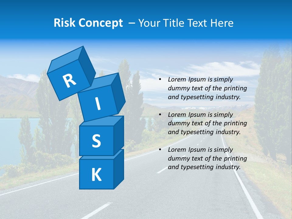 Mountain Landscape With Lake And Road, New Zealand PowerPoint Template