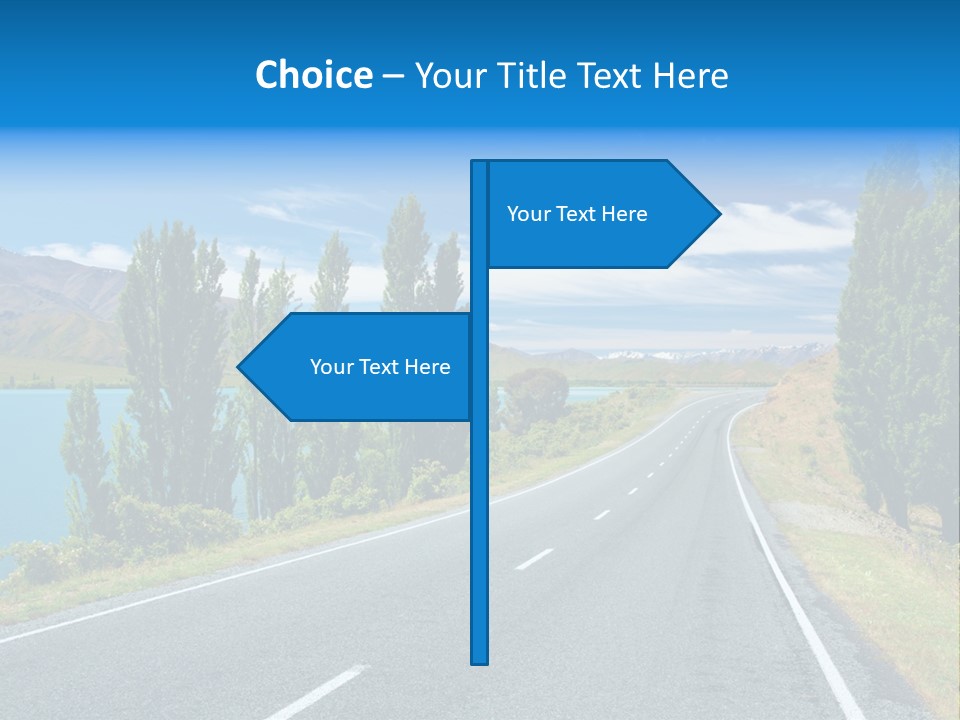 Mountain Landscape With Lake And Road, New Zealand PowerPoint Template