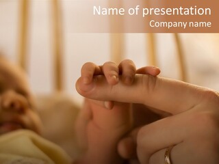 Mother's And Baby's Hands At The Background Kid Face PowerPoint Template