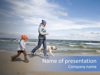 Playing On The Beach PowerPoint Template
