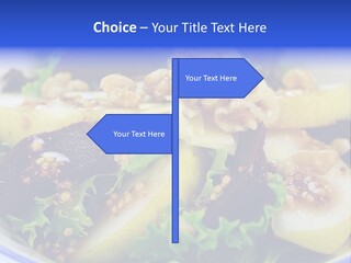 Delicious Freshly Made Pear, Beetroot And Walnut Salad Ready To Serve. PowerPoint Template