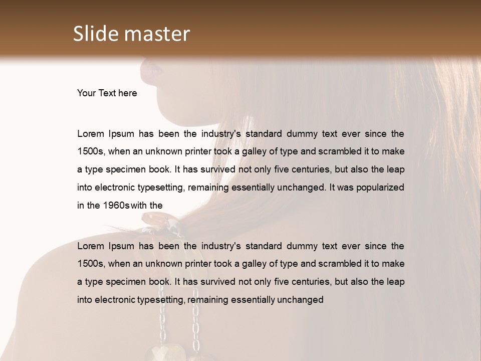 Back Side Shot Of Young And Beautiful Red Haired With Stones Necklace On Shoulder PowerPoint Template