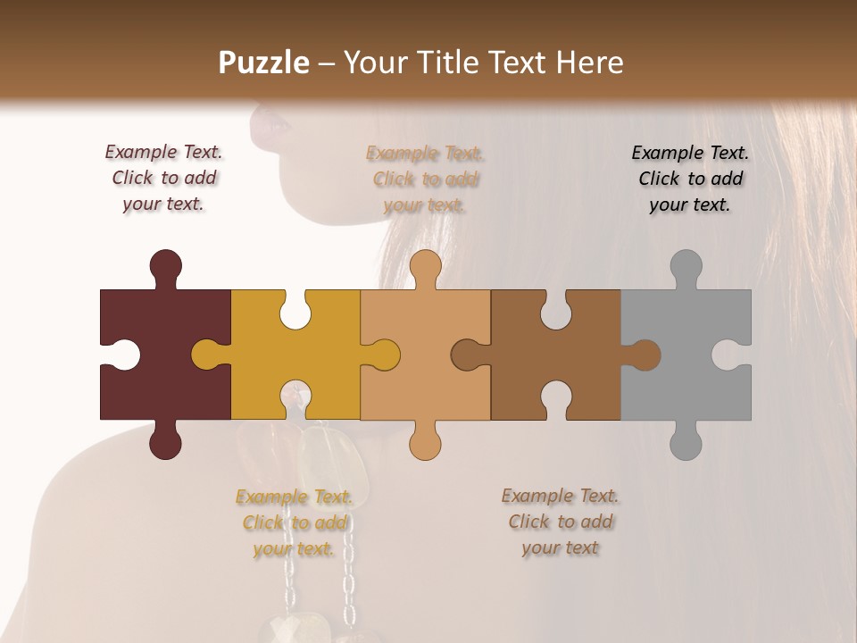 Back Side Shot Of Young And Beautiful Red Haired With Stones Necklace On Shoulder PowerPoint Template