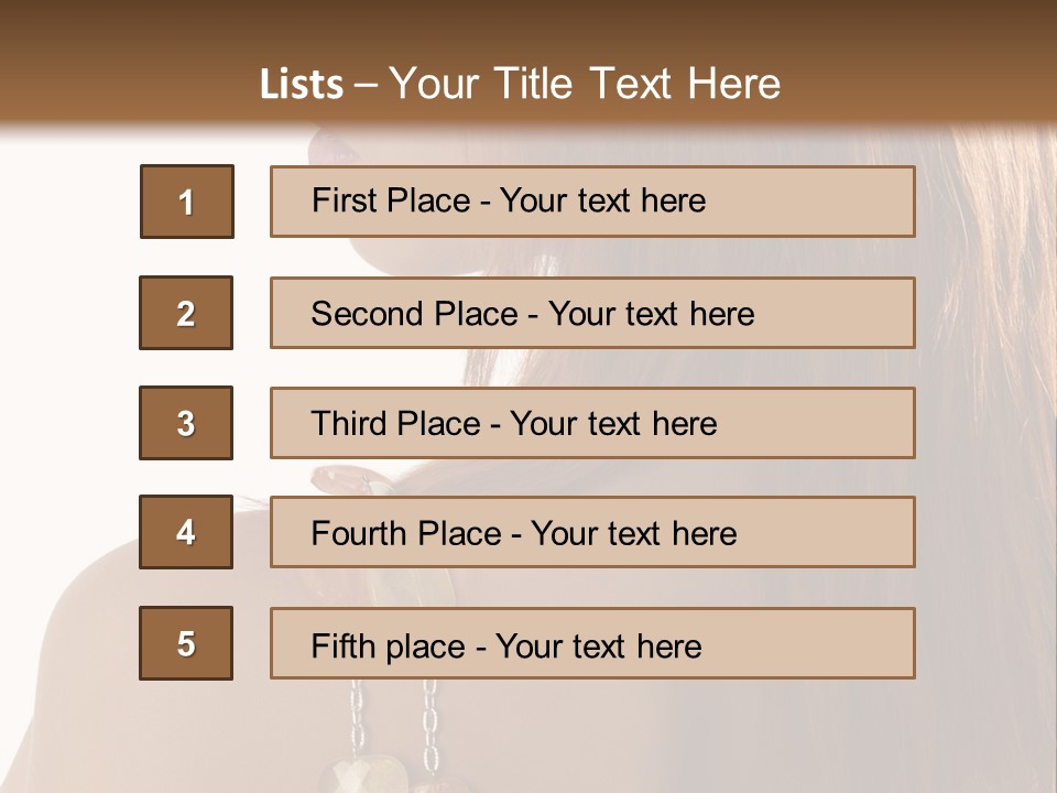 Back Side Shot Of Young And Beautiful Red Haired With Stones Necklace On Shoulder PowerPoint Template