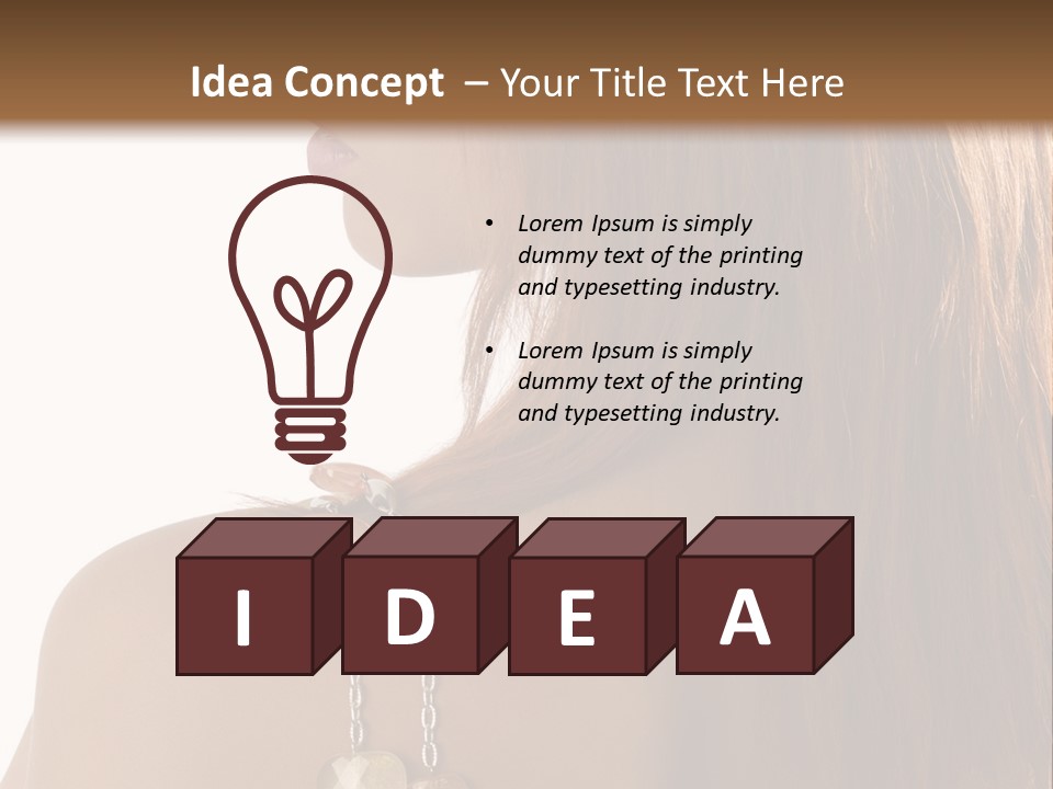 Back Side Shot Of Young And Beautiful Red Haired With Stones Necklace On Shoulder PowerPoint Template