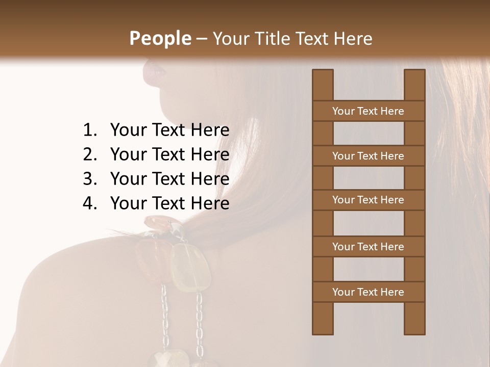 Back Side Shot Of Young And Beautiful Red Haired With Stones Necklace On Shoulder PowerPoint Template