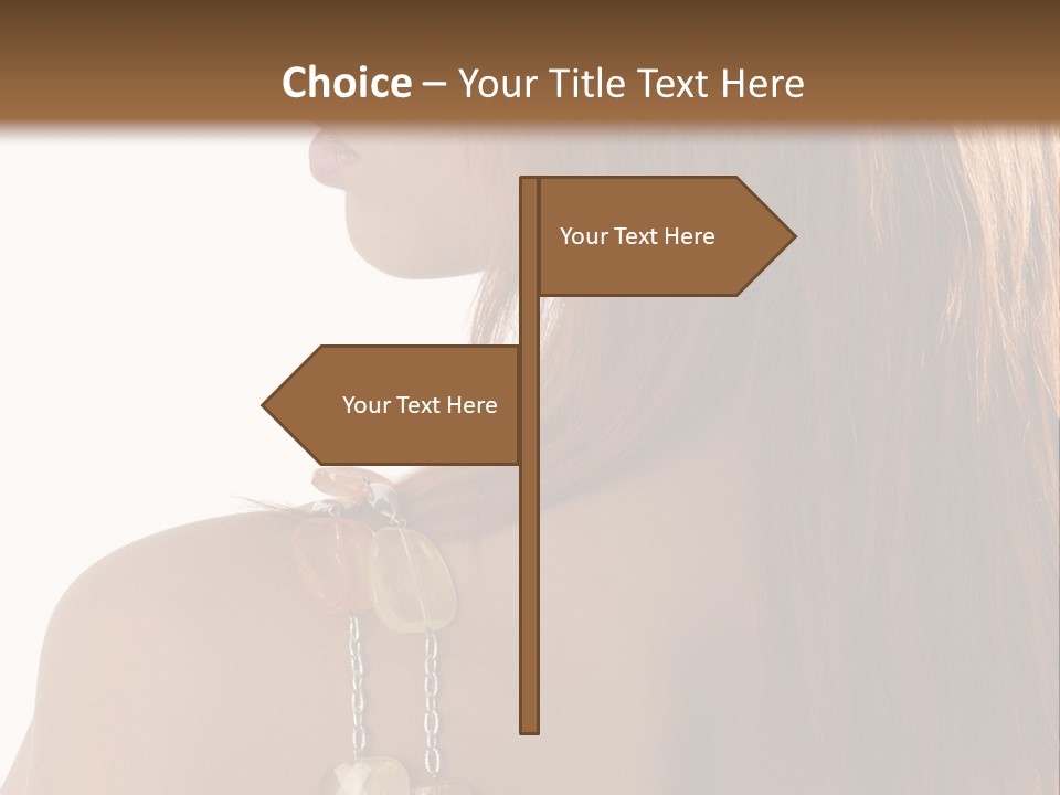 Back Side Shot Of Young And Beautiful Red Haired With Stones Necklace On Shoulder PowerPoint Template