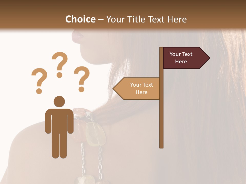 Back Side Shot Of Young And Beautiful Red Haired With Stones Necklace On Shoulder PowerPoint Template