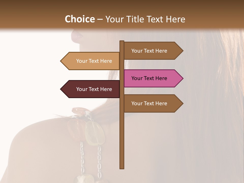 Back Side Shot Of Young And Beautiful Red Haired With Stones Necklace On Shoulder PowerPoint Template