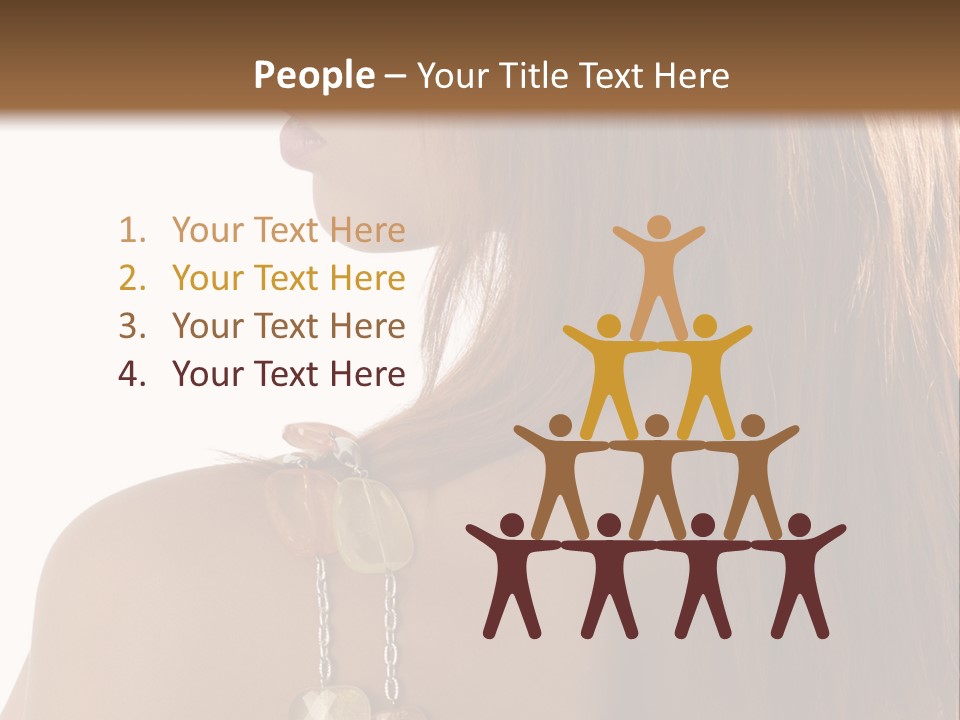 Back Side Shot Of Young And Beautiful Red Haired With Stones Necklace On Shoulder PowerPoint Template