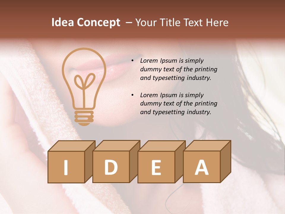 Lower Part Of Female Face Drying Herself With Soft Towel PowerPoint Template