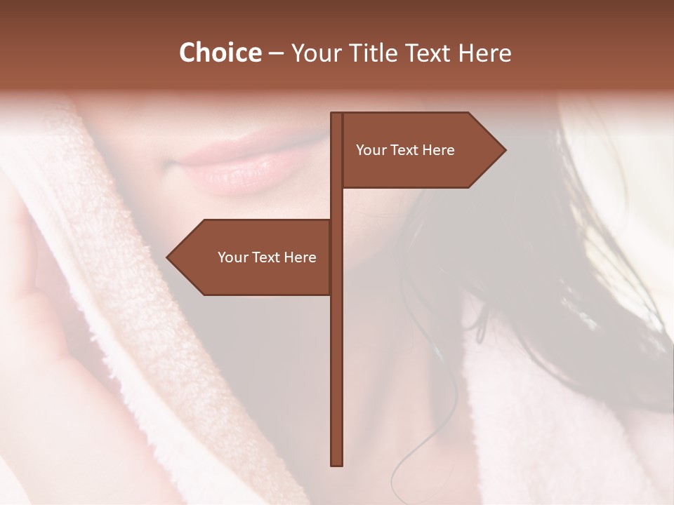 Lower Part Of Female Face Drying Herself With Soft Towel PowerPoint Template