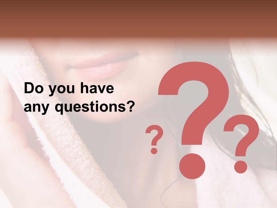 Lower Part Of Female Face Drying Herself With Soft Towel PowerPoint Template