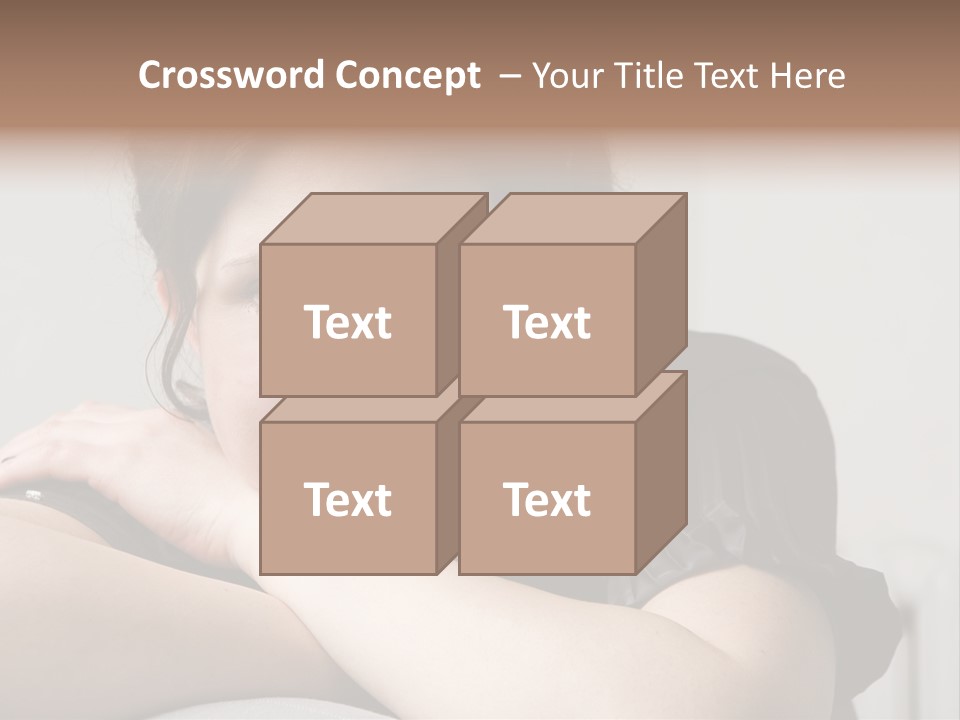 Young Attractive Smiling Woman Put Head On Hand PowerPoint Template