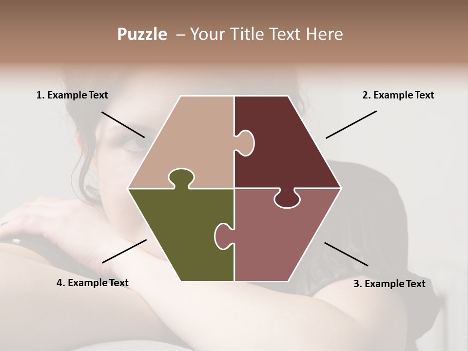 Young Attractive Smiling Woman Put Head On Hand PowerPoint Template