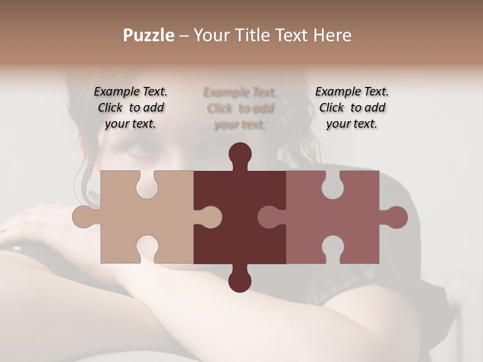 Young Attractive Smiling Woman Put Head On Hand PowerPoint Template