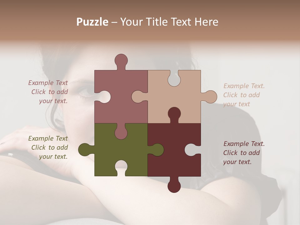 Young Attractive Smiling Woman Put Head On Hand PowerPoint Template