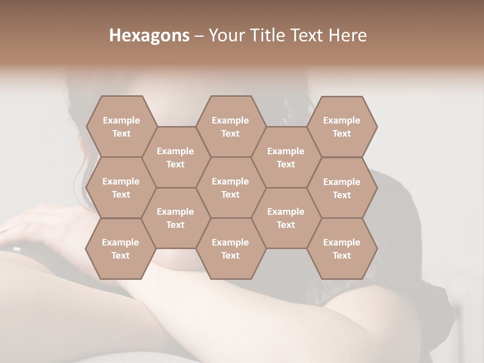 Young Attractive Smiling Woman Put Head On Hand PowerPoint Template