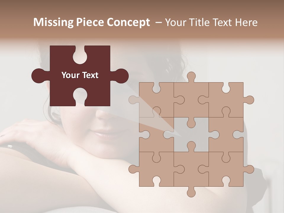 Young Attractive Smiling Woman Put Head On Hand PowerPoint Template