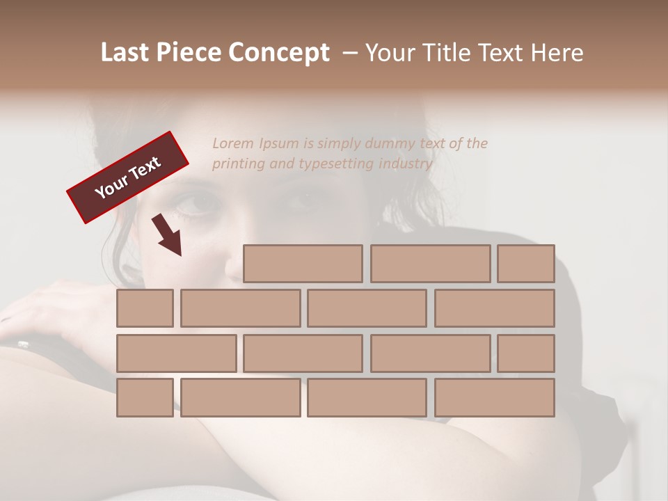 Young Attractive Smiling Woman Put Head On Hand PowerPoint Template