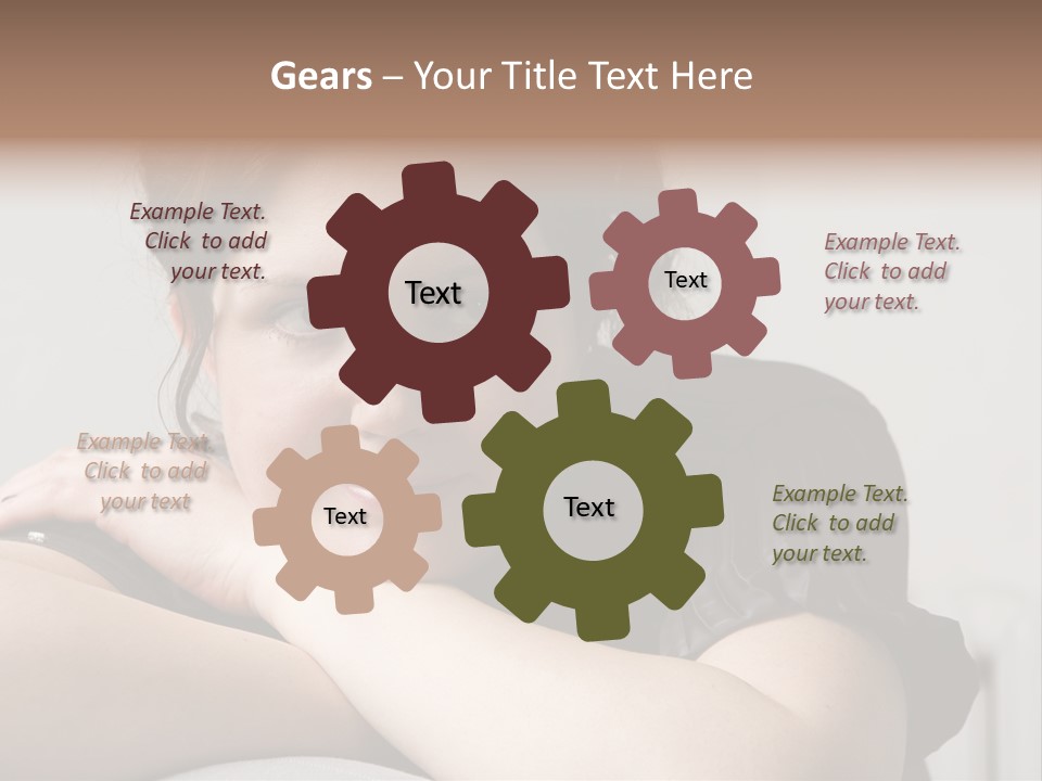 Young Attractive Smiling Woman Put Head On Hand PowerPoint Template