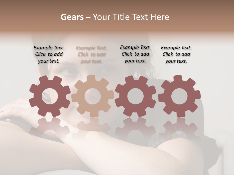 Young Attractive Smiling Woman Put Head On Hand PowerPoint Template