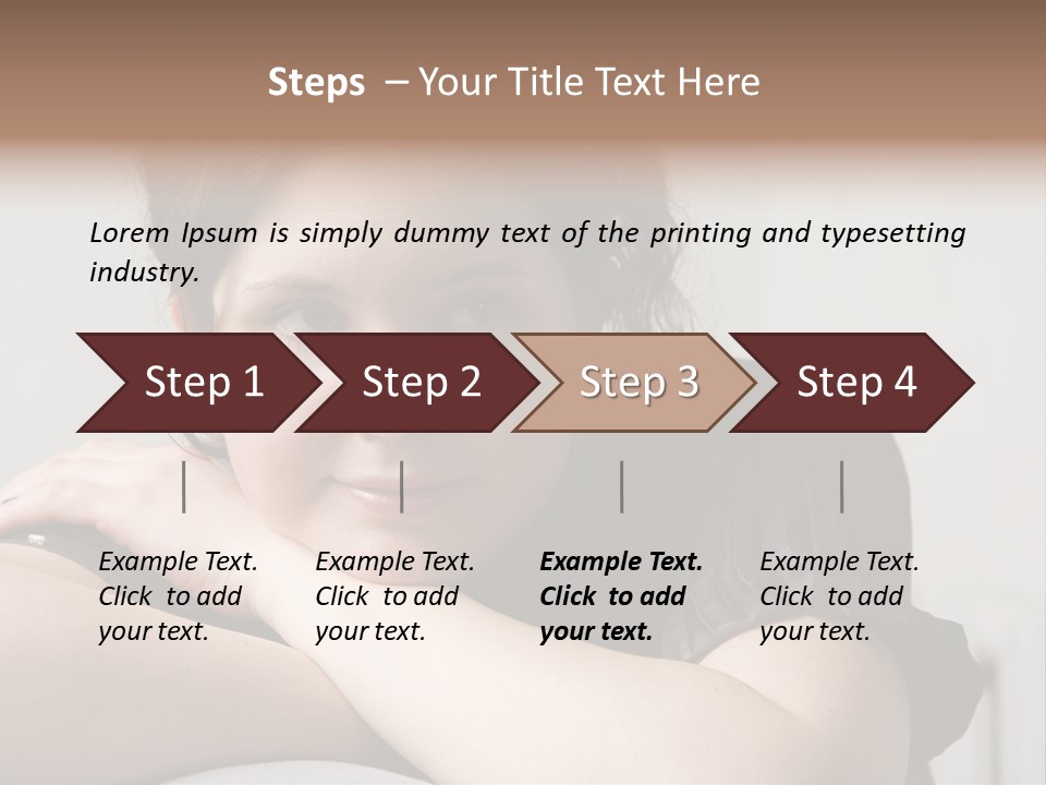 Young Attractive Smiling Woman Put Head On Hand PowerPoint Template