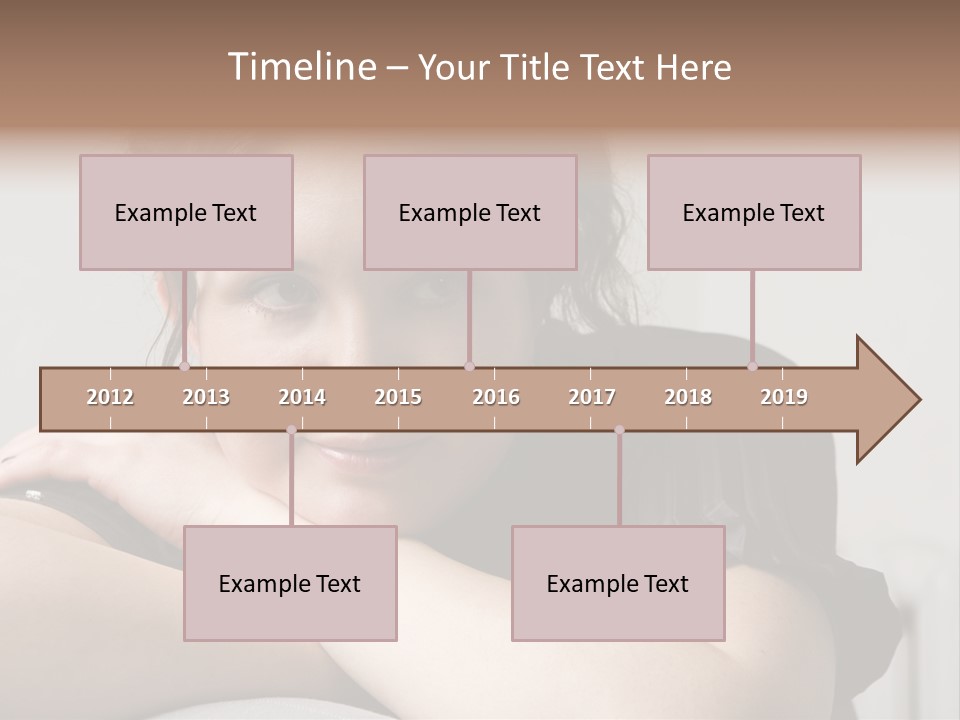 Young Attractive Smiling Woman Put Head On Hand PowerPoint Template