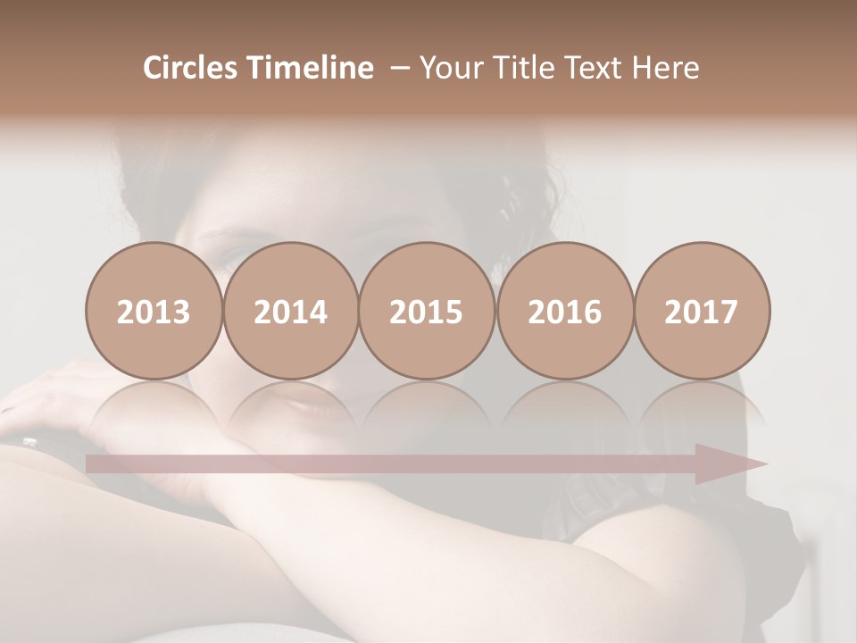 Young Attractive Smiling Woman Put Head On Hand PowerPoint Template