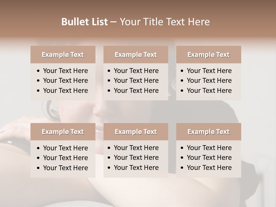 Young Attractive Smiling Woman Put Head On Hand PowerPoint Template