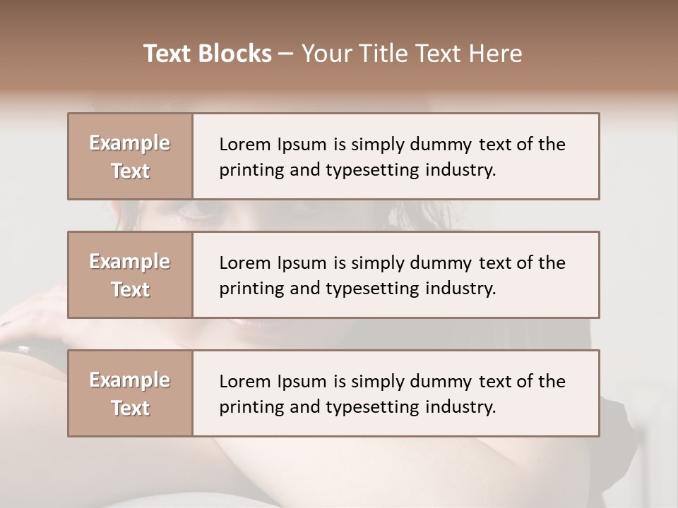 Young Attractive Smiling Woman Put Head On Hand PowerPoint Template