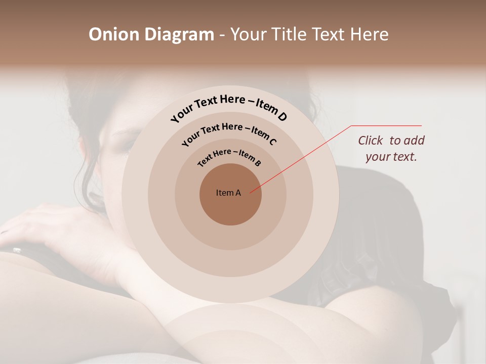 Young Attractive Smiling Woman Put Head On Hand PowerPoint Template