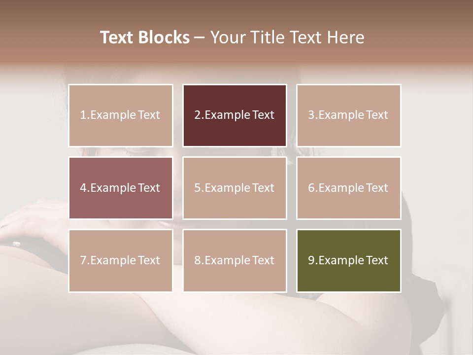 Young Attractive Smiling Woman Put Head On Hand PowerPoint Template