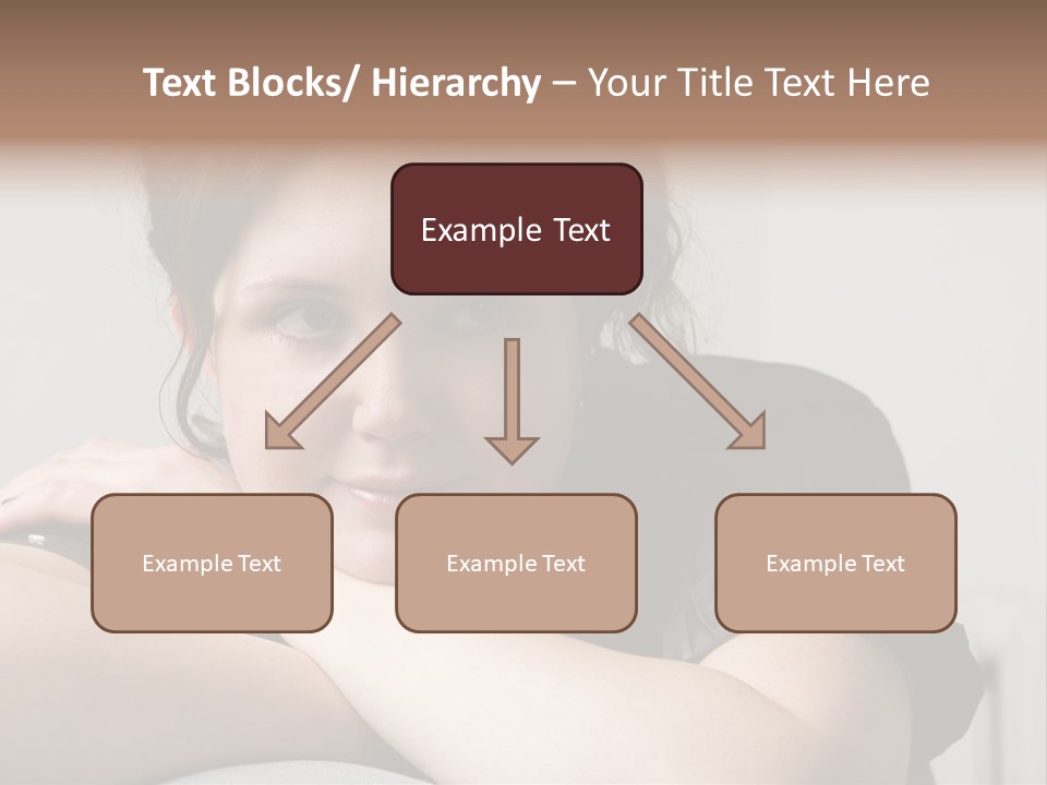 Young Attractive Smiling Woman Put Head On Hand PowerPoint Template