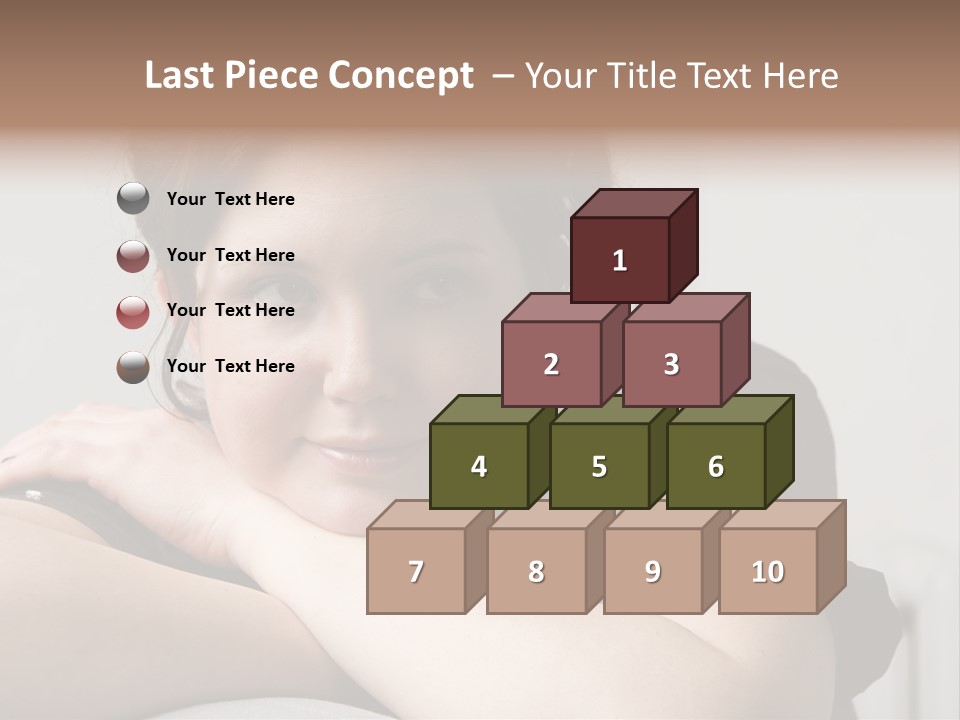 Young Attractive Smiling Woman Put Head On Hand PowerPoint Template