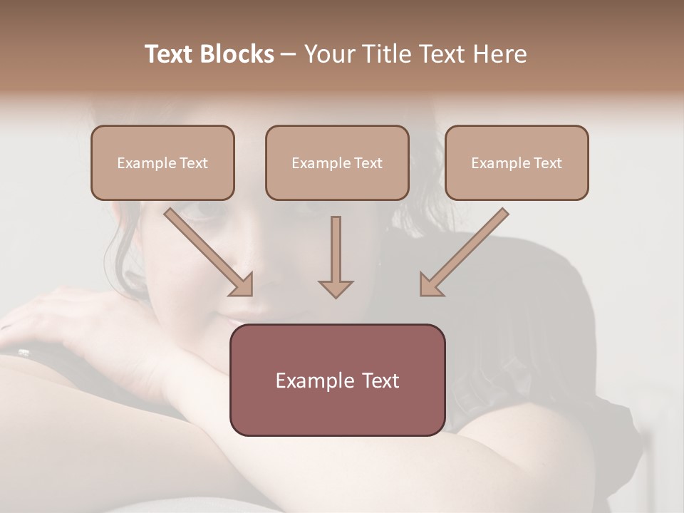 Young Attractive Smiling Woman Put Head On Hand PowerPoint Template