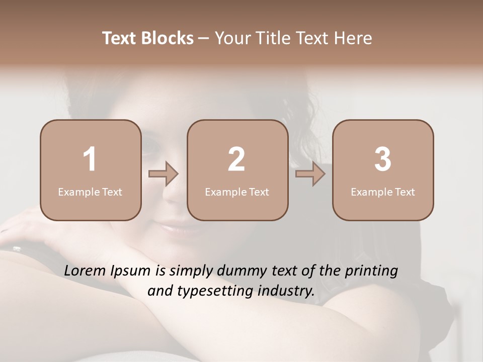 Young Attractive Smiling Woman Put Head On Hand PowerPoint Template