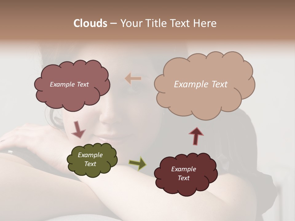 Young Attractive Smiling Woman Put Head On Hand PowerPoint Template