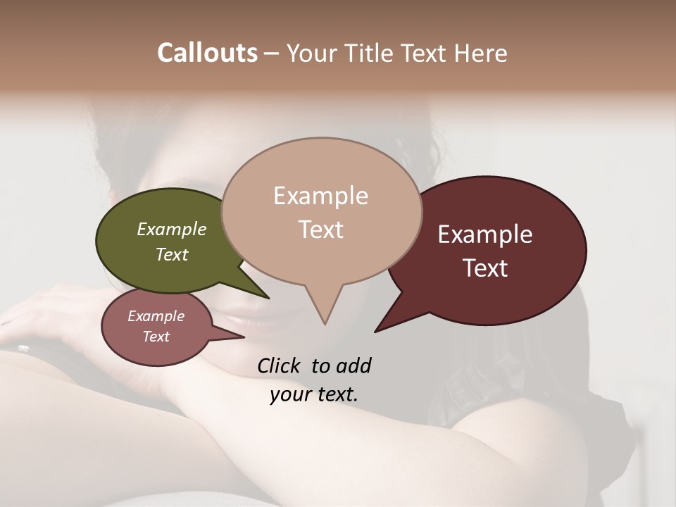 Young Attractive Smiling Woman Put Head On Hand PowerPoint Template