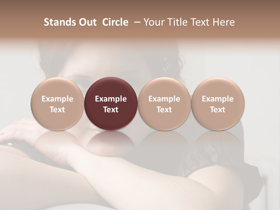 Young Attractive Smiling Woman Put Head On Hand PowerPoint Template