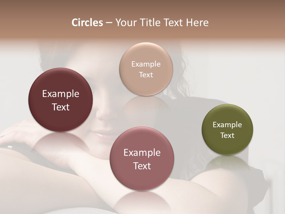 Young Attractive Smiling Woman Put Head On Hand PowerPoint Template