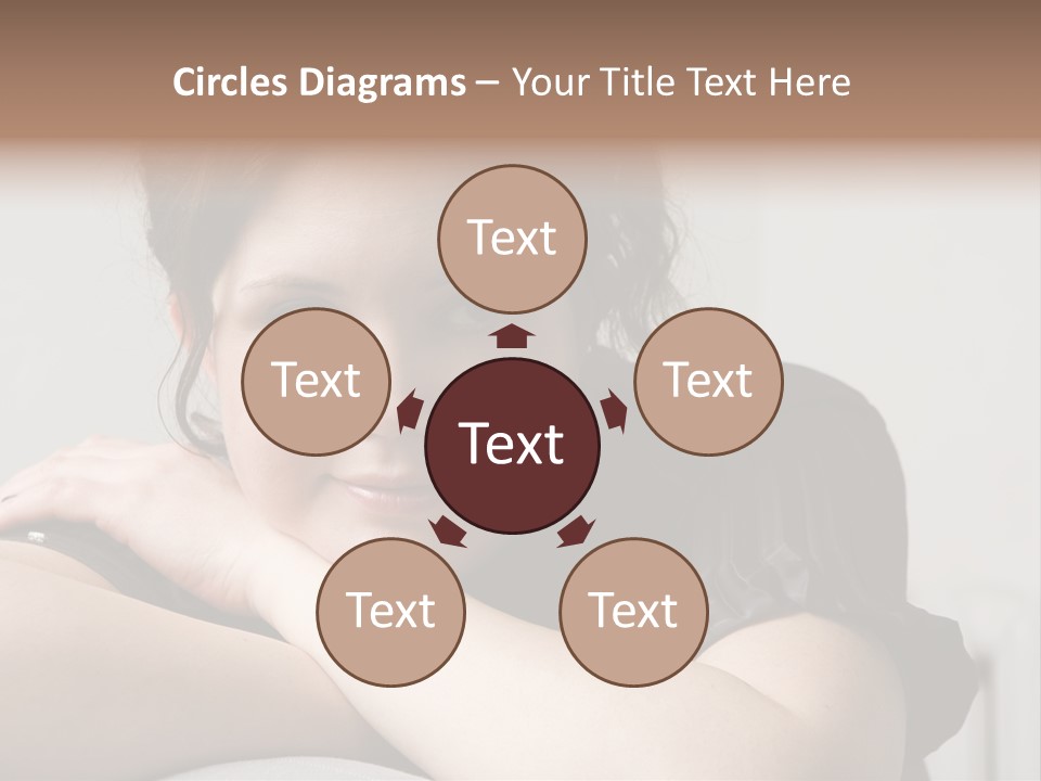 Young Attractive Smiling Woman Put Head On Hand PowerPoint Template