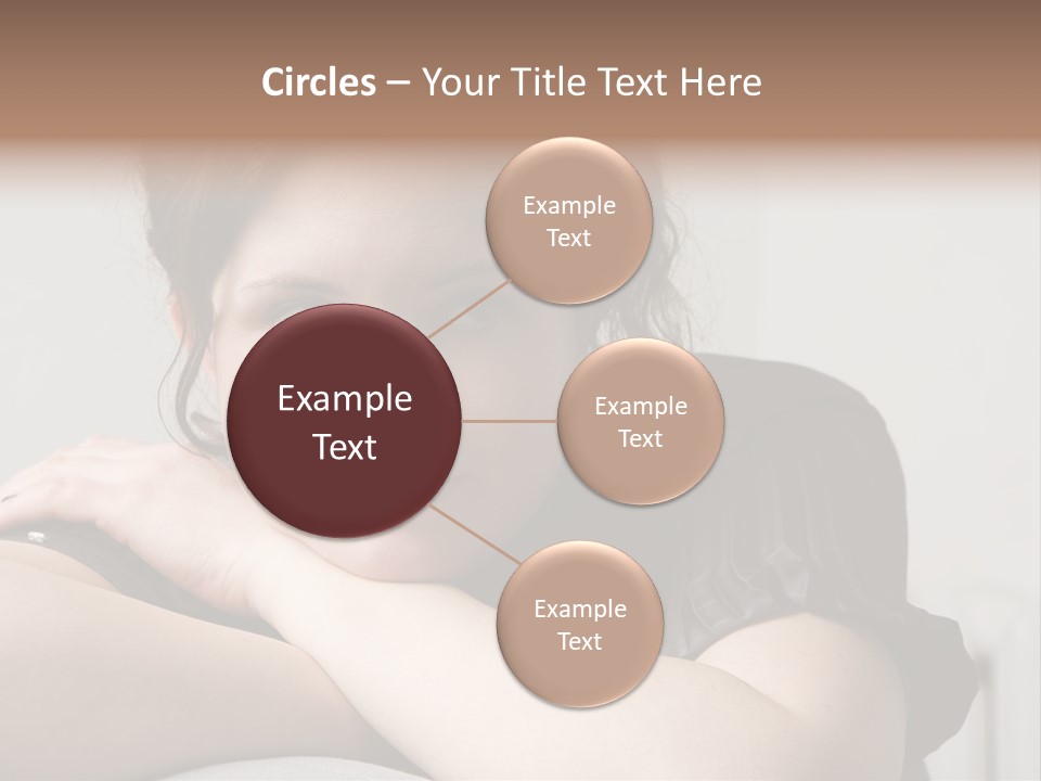 Young Attractive Smiling Woman Put Head On Hand PowerPoint Template