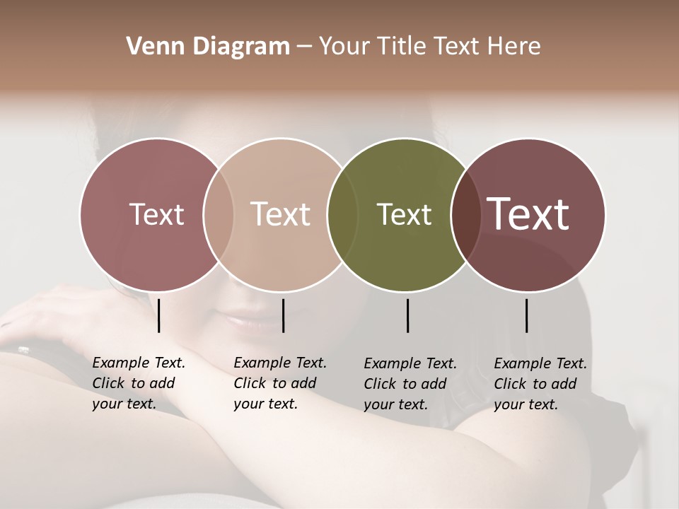 Young Attractive Smiling Woman Put Head On Hand PowerPoint Template